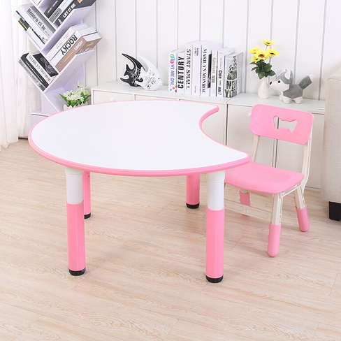 Пластиковый регулируемый стол "Полумесяц", розовый