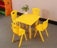 Стол детский пластиковый регулируемый квадратный 62х62, жёлтый