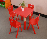 Стол детский пластиковый регулируемый квадратный 62х62, красный