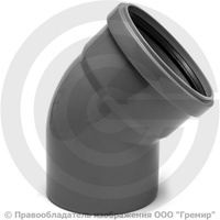 Отвод канализационный PP-H серый Дн 110 45гр б/нап в/к RTP (РосТурПласт)