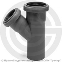 Тройник канализационный PP-H серый Дн 32-32 45гр б/нап в/к VALFEX