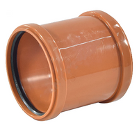 Муфта канализационная PP-B двухраструбная коричневая Дн 160 б/нап в/к RTP (РосТурПласт)