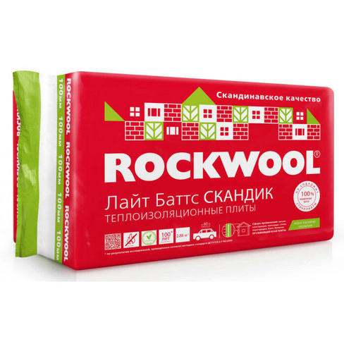 Утеплитель ROCKWOOL Лайт Баттс Скандик 800*600 5,76м2