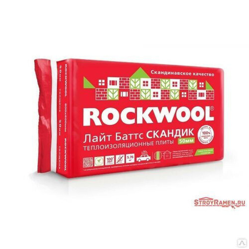 Утеплитель ROCKWOOL Скандик 800*600*100мм для мансард