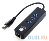 Сетевой адаптер 5bites UA3-45-04BK USB3.0 - 3*USB3.0 / RJ45 10/100/1000 Мбит/с, черный