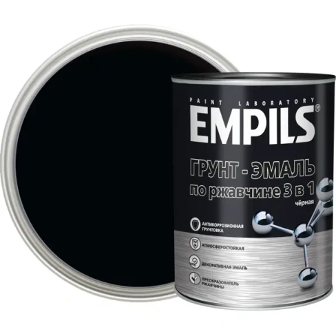 Грунт-эмаль по ржавчине 3 в 1 Empils PL гладкая цвет черный 0.9 кг EMPILS None