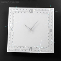 Kolarz "Caro" часы, 30х30х3см, стекло с рисунком-серебрянным покрытием