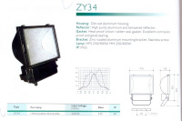 ZY34/MH250W Прожектор прямоугольный 250W