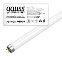 Лампа Gauss Elementary T8 20W 1560lm 4000K G13 1200mm стекло LED Elementary (Gauss)