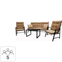 Набор садовой мебели «Глория-2» сталь/хлопок черный/бежевый: стол, диван и 2 кресла Без бренда