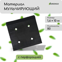 Материал мульчирующий, с перфорацией, 10 × 1,6 м, плотность 80 г/м², спанбонд с уф-стабилизатором, черный, greengo, экон