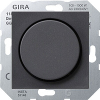 Светорегулятор поворотно-нажимной Gira System 55 для ламп накаливания 230в, электронных и обмоточных трансформаторов 12в