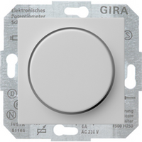 Светорегулятор поворотно-нажимной Gira System 55 для люминесцентных ламп с управляемым эпра, без нейтрали, серый матовый