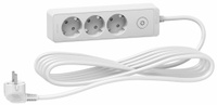 Удлинитель с кабелем 1,5м на 3 розетки с выключателем, белый Unica Extend