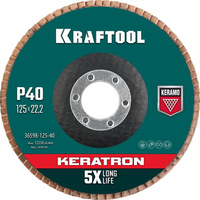 Лепестковый керамический торцевой круг по нержавеющей стали 125x22,2мм P40 KRAFTOOL Keratron