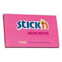 Блок самоклеящийся бумажный STICK`N 21169, 76x127, 100 л, неон, малиновый 12 шт./кор.