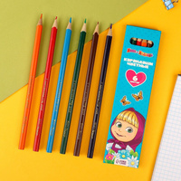 Цветные карандаши, 6 цветов, трехгранные, маша и медведь Маша и медведь