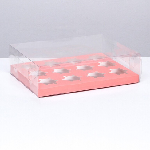 Коробка для 12 капкейков, розовый 34.7 × 26.3 × 10 см UPAK LAND