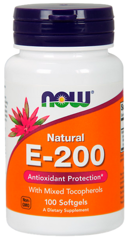 Натуральный Витамин Е-200, 100 капсул, NOW