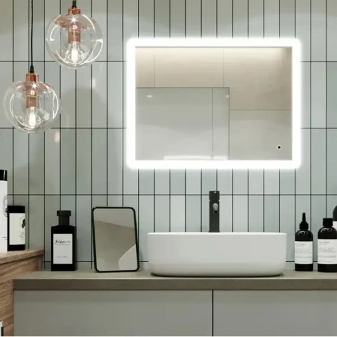 Зеркало для ванной Omega Glass Руан SD65 с подсветкой 80x60 см прямоугольное OMEGA GLASS SD65 Руан