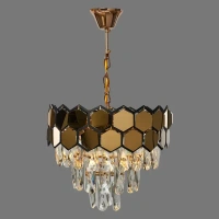 Люстра каскадная хрустальная подвесная Wink Майя E1925/6, 6 ламп, 18 м², цвет золотистый WINK